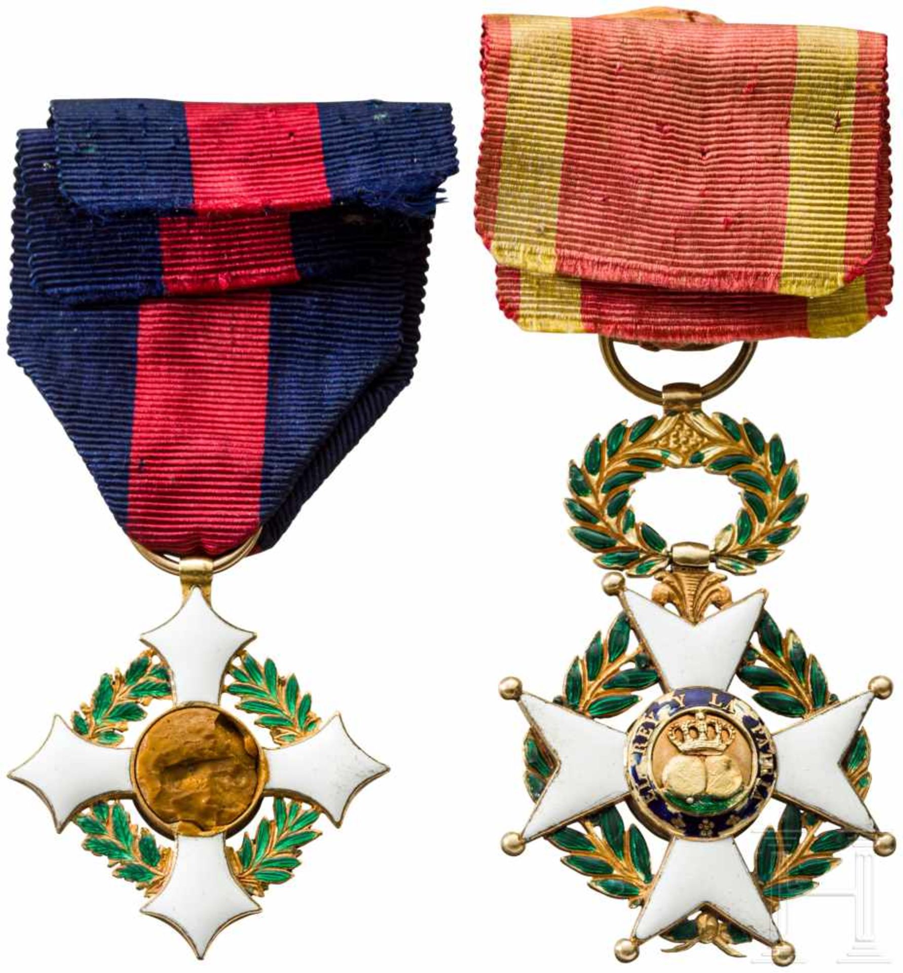 Two Military Merit Crosses, Spain/ Italy, 1st half 20th centuryOrden San Fernando in Gold gefertigt, - Bild 2 aus 2