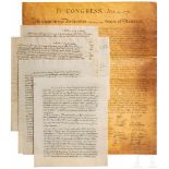 Older facsimiles of the Declaration of Independence of the USA 1776 as well as the testaments of