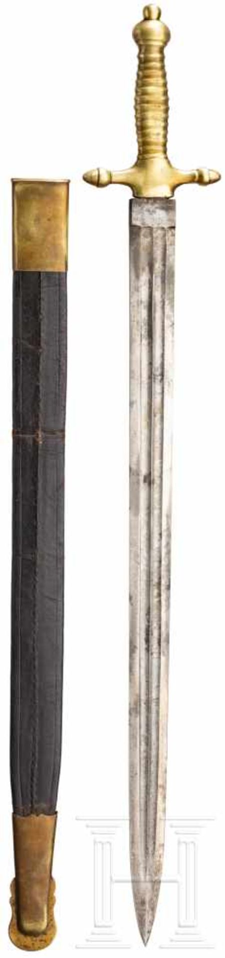 Fascine knife, Vienna, mid 19th centuryZweischneidige, beidseitig doppelt gekehlte Klinge. Einteilig - Bild 2 aus 2