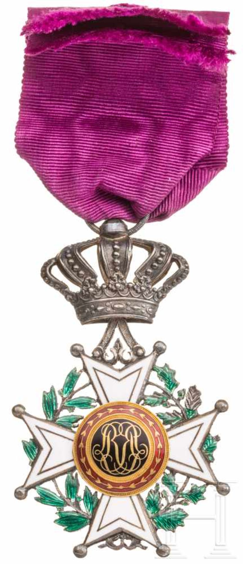 Order of Leopold - knight's cross in a case, BelgiumSilber, emailliert, an Bandabschnitt. In - Bild 2 aus 2