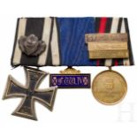 Medal bar with Iron Cross 2nd class 1870, oak leaf "25", three battle claspsEK mit Eichenlaub "25"