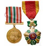 National Order of North Vietnam - Knight's CrossTeilvergoldet und -emailliert, an Band. Dazu eine