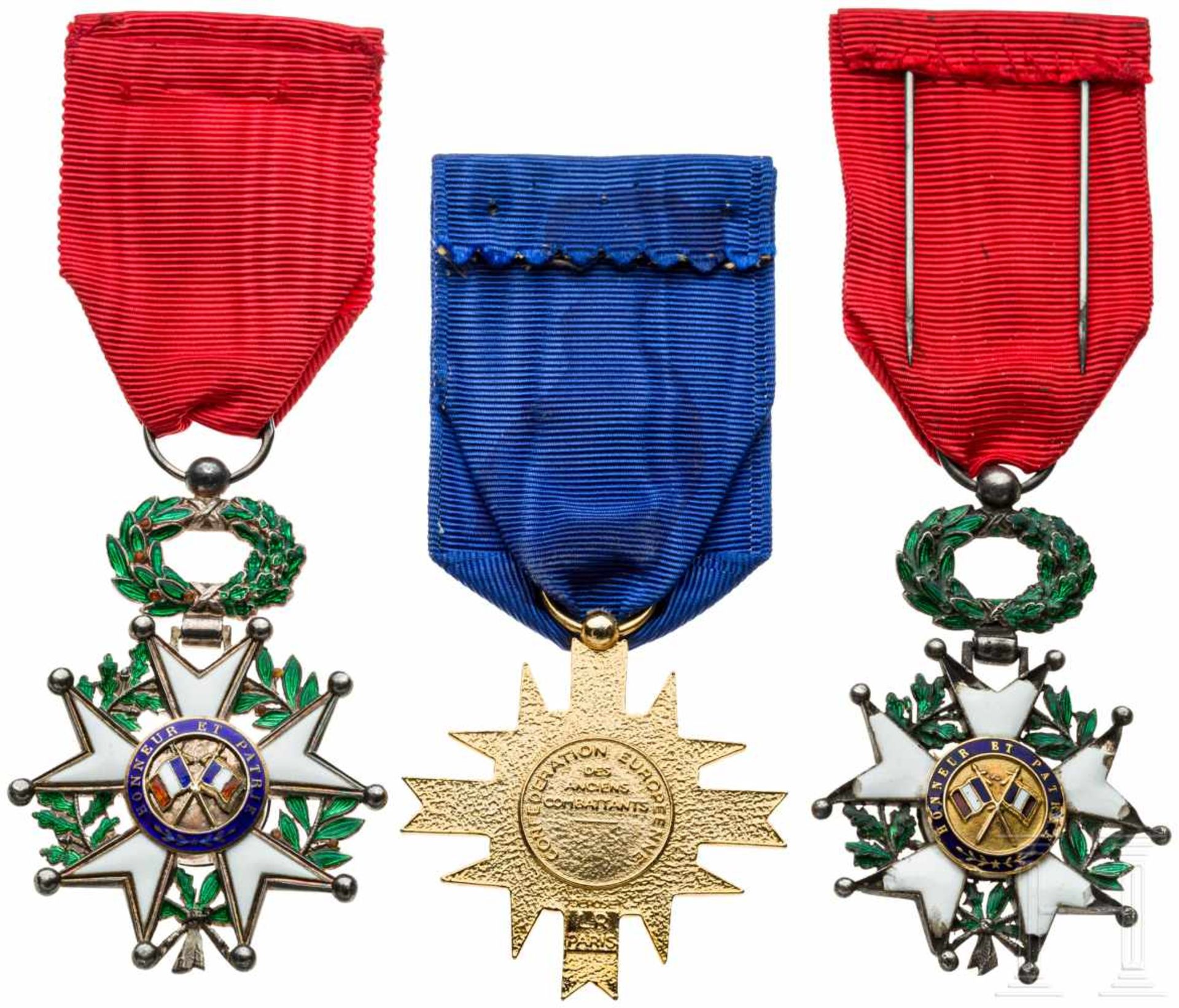 Three awards, France, 20th centurySilbernes Kreuz des Ordens der Ehrenlegion, Dritte Republik ( - Bild 2 aus 2