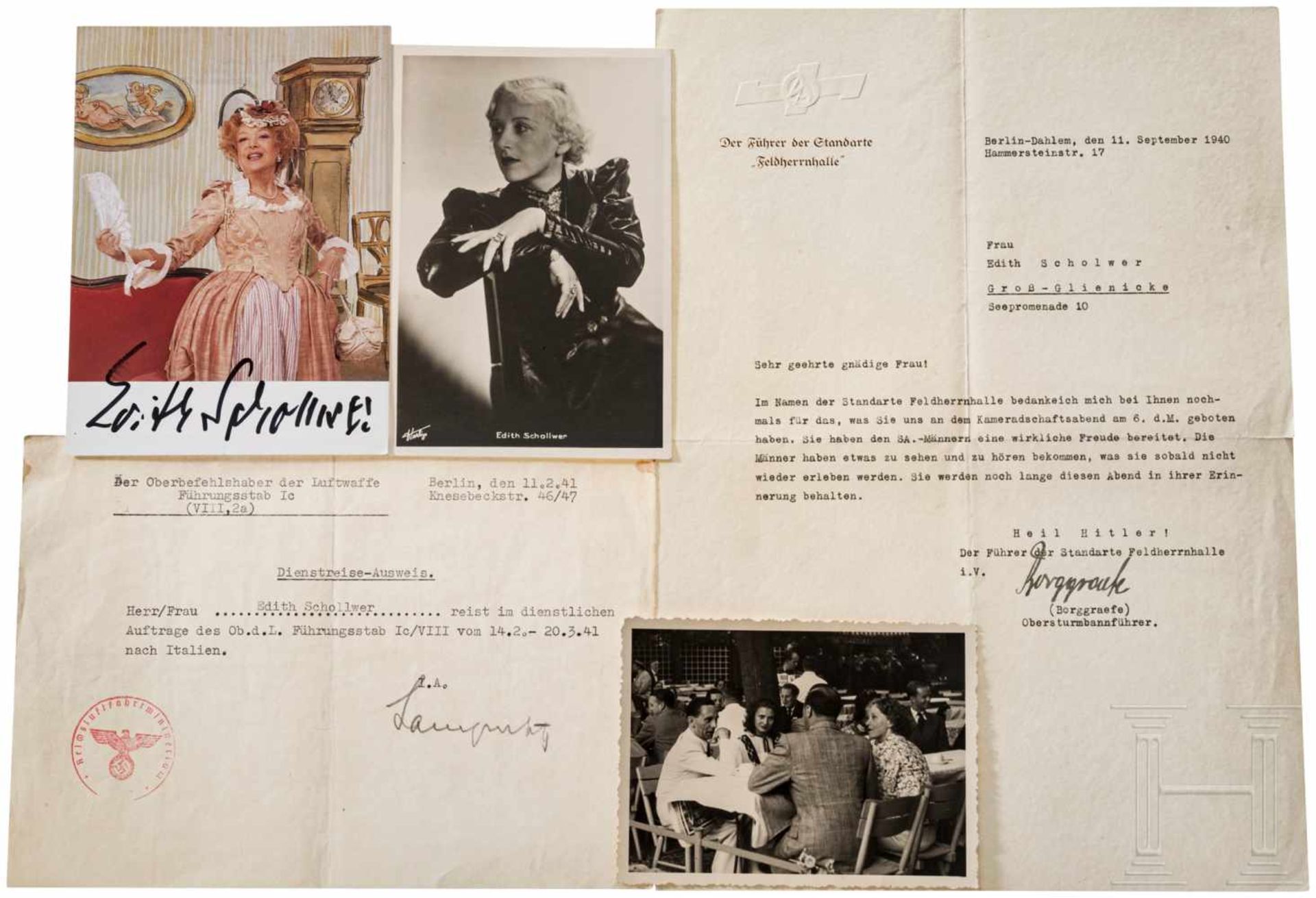 Edith Schollwer (1904 - 2002) - Autograph, Dokumente und Fotos der Schauspielerin und