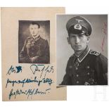 Träger des Ritterkreuzes des Eisernen Kreuzes - zwei AutographenPortraitfoto mit Unterschrift des