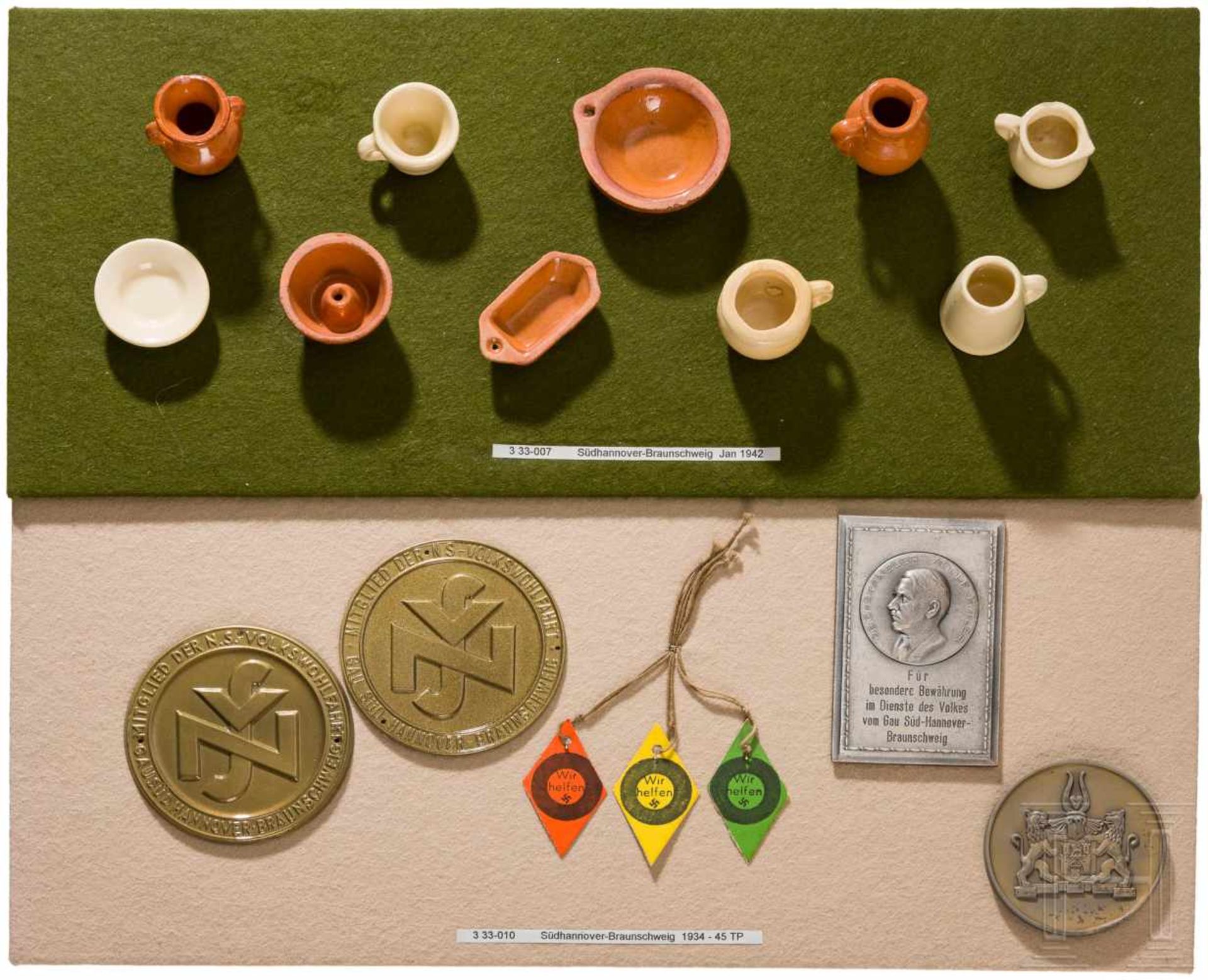 Gau 33 Süd-Hannover-Braunschweig, 35 Abzeichen"Puppengeschirr", zehn Miniatur-Geschirrformen aus - Bild 2 aus 2