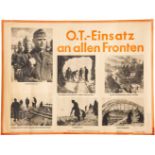 Plakat "O.T.-Einsatz an allen Fronten"Mehrfarbig gestaltet, Verlag "Heinrich Hoffmann, München",