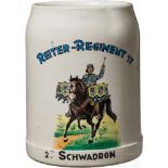 Regimentskrug des Reiter-Regiments 17, Reichswehr in BayernSteingut 10/20 Liter mit Eichstrich, bez.