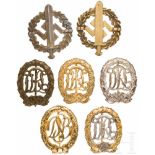 Sieben SportabzeichenZwei SA-Sportabzeichen in Bronze. Reichssportabzeichen in Bronze und Silber