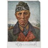 GFM Erwin Rommel - signierte Postkarte mit Willrich-PortraitVDA-Postkarte mit eigenhändiger