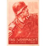 "Tag der Wehrmacht 1940/41" - neun Ansichtskarteno Soldat mit Helm; * Front und Heimat; Gemeinschaft