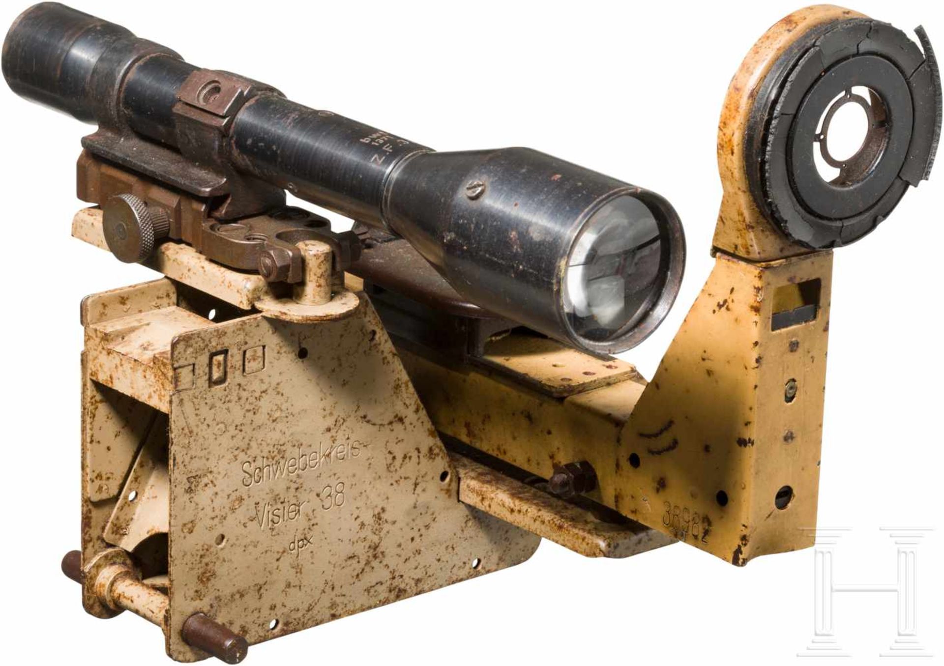 Schwebekreisvisir 38 für 2 cm FlaK 30/38Der Träger mit sandfarbener Originallackierung und - Bild 2 aus 4