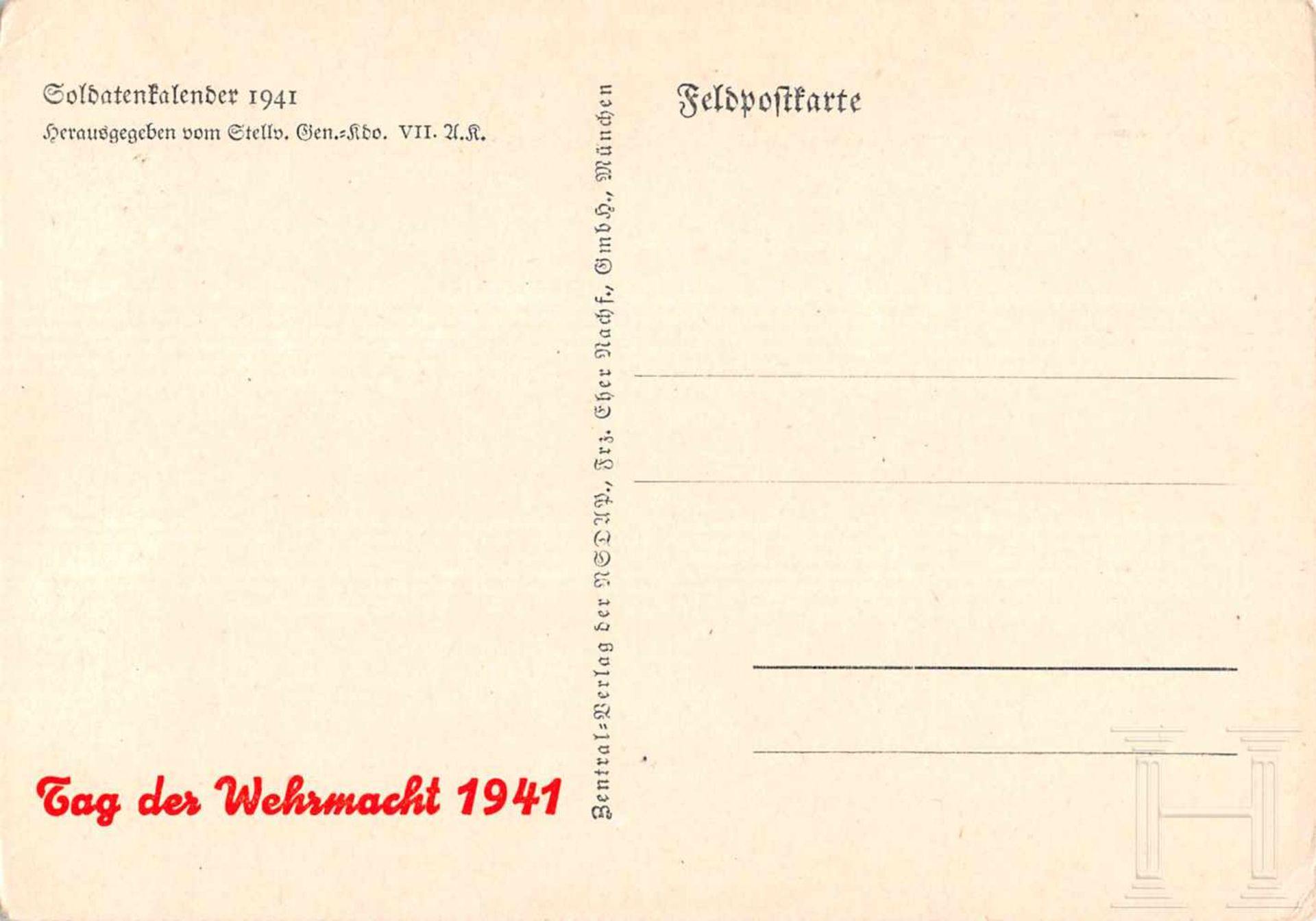"Tag der Wehrmacht 1941" - acht Ansichtskarten* Buchner, Pferde im Biwak, II-III; * Reich, - Bild 4 aus 10