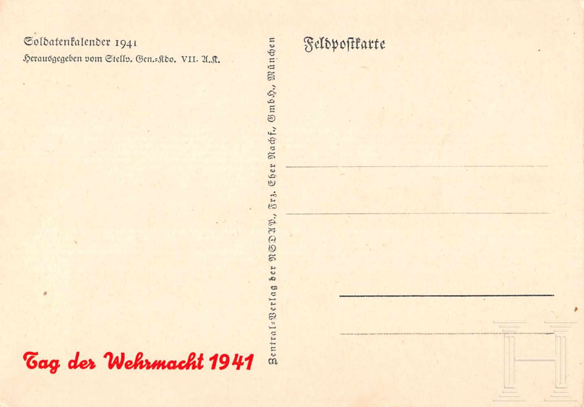 "Tag der Wehrmacht 1941" - acht Ansichtskarten* Buchner, Pferde im Biwak, II-III; * Reich, - Bild 2 aus 10