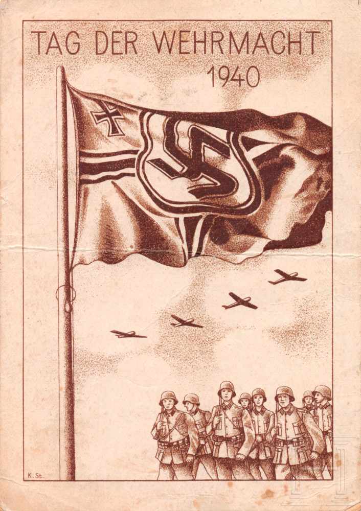 Tag der Wehrmacht, ohne Datum, um 1939/40: Sieben KartenN.E.A.13 / "Besucht die I. AR 27" / - Image 8 of 10