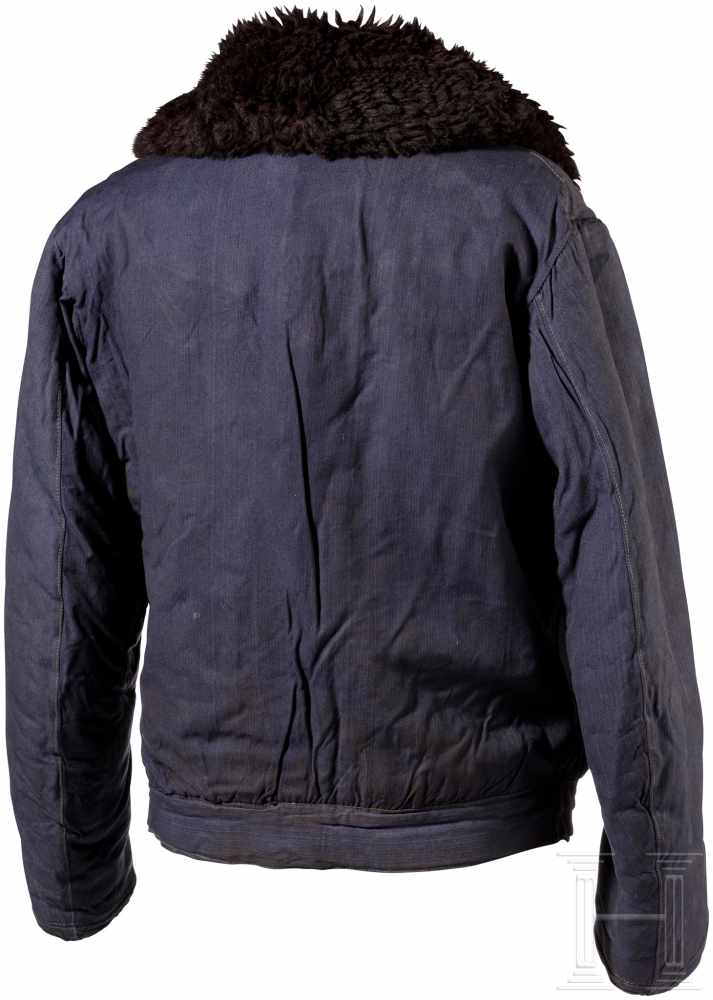 Winterjacke für das fliegende PersonalBlaues Leinen mit dunklem Pelzfutter und -kragen, Prym- - Image 2 of 2