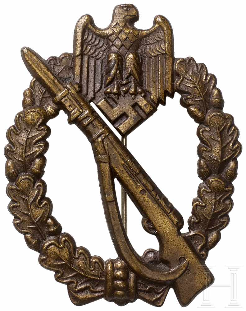 Infanterie-Sturmabzeichen in BronzeLeicht konvexe Feinzinkausführung mit nahezu perfekt erhaltener