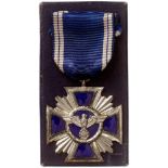 NSDAP - Dienstauszeichnung in Silber für 15 Jahre, in VerleihungsschachtelVersilberte, teils blau