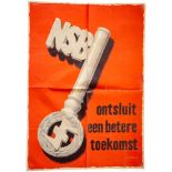 Plakat "Nationaal-Socialistische Beweging" (NSB), NiederlandeMehrfarbig gestaltet,