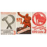 Drei Wahlplakate Kommunistische Partei Deutschlands KPD Liste "3"Festes Plakatpapier, mehrfarbig
