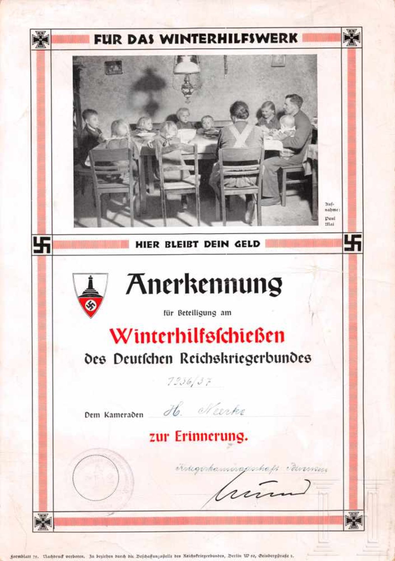 Urkunden - SpendenbelegeSporttag und Sommersporttag der Betriebe, zugunsten des 2. KWHW 1940/41 2. - Bild 3 aus 7