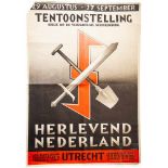 Plakat "Tentoonstelling Herlevend Nederland", Niederlande, um 1943Mehrfarbig gestaltet,