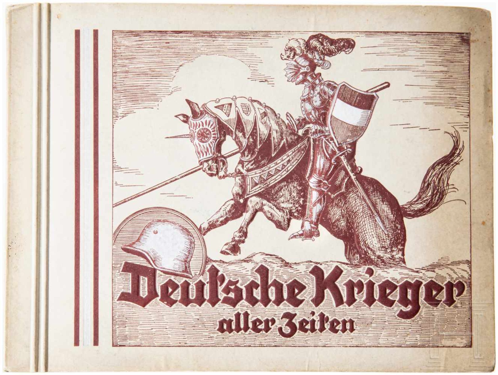 Zigarettenbildalbum "Deutsche Krieger aller Zeiten"Grauer Einband mit geprägtem Ritter und silbernen