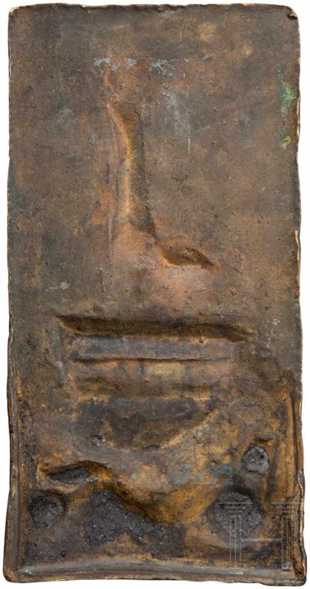 Bronzeplakette "Hexenverbrennung", Emile Vaucanu (1864-94)Hochrechteckige, schwarz patinierte, - Bild 2 aus 2