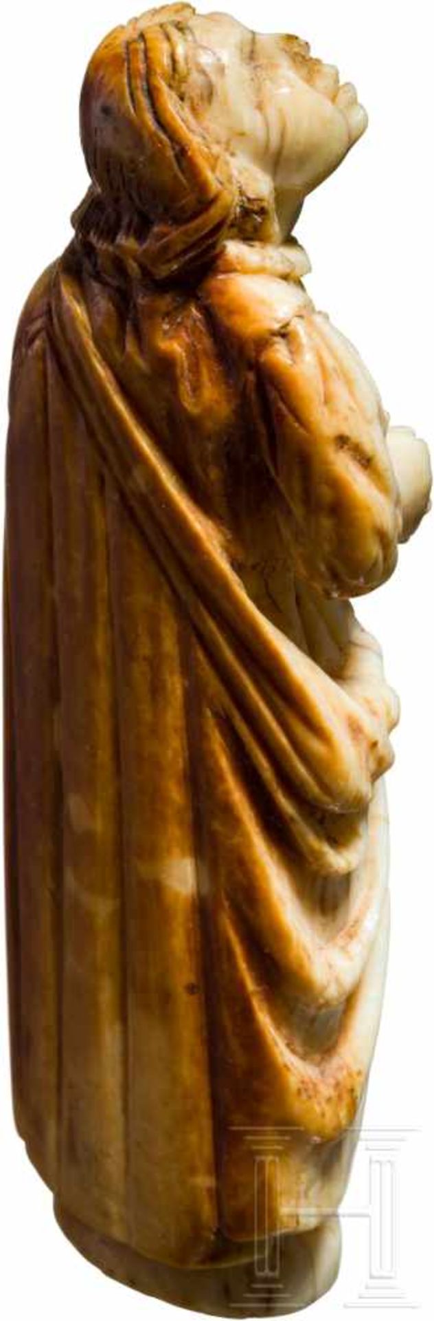 Elfenbeinfigur des Hl. Johannes, Frankreich, 17. Jhdt.Stehende, vollplastisch geschnitzte Figur - Bild 2 aus 2