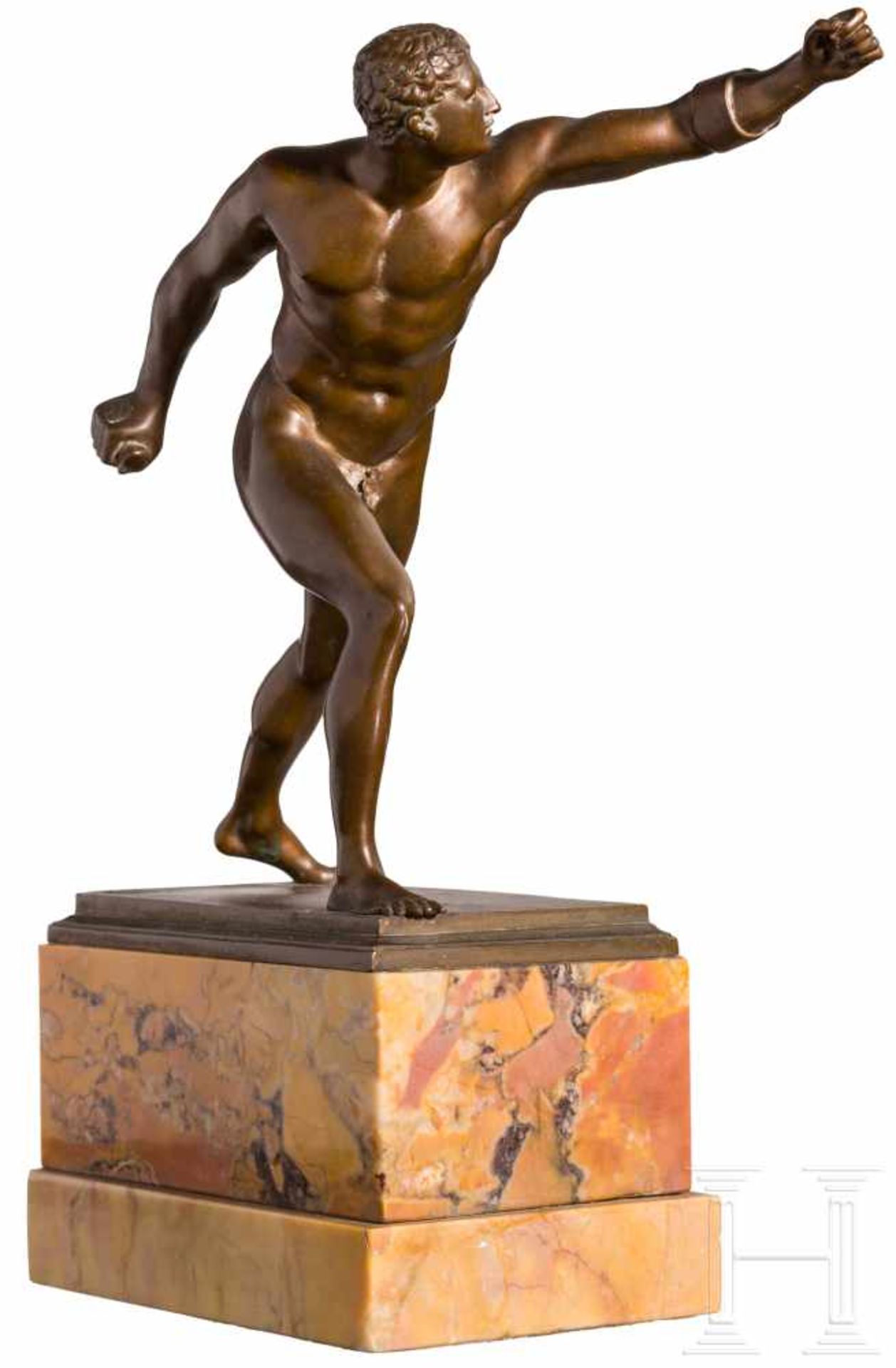 "Borghesischer Fechter"Dunkel patinierte Bronze (?) nach dem griechischen Bildhauer Agasias aus
