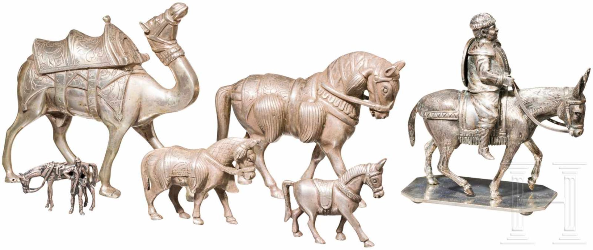 Konvolut Silberminiaturen, Tiere, Asien, Anfang 20. Jhdt.Sechs unterschiedliche Miniaturen aus