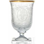 Hermann Göring - a Goblet from a Hunter's Table ServiceCut and faceted crystal glass with gold rims.