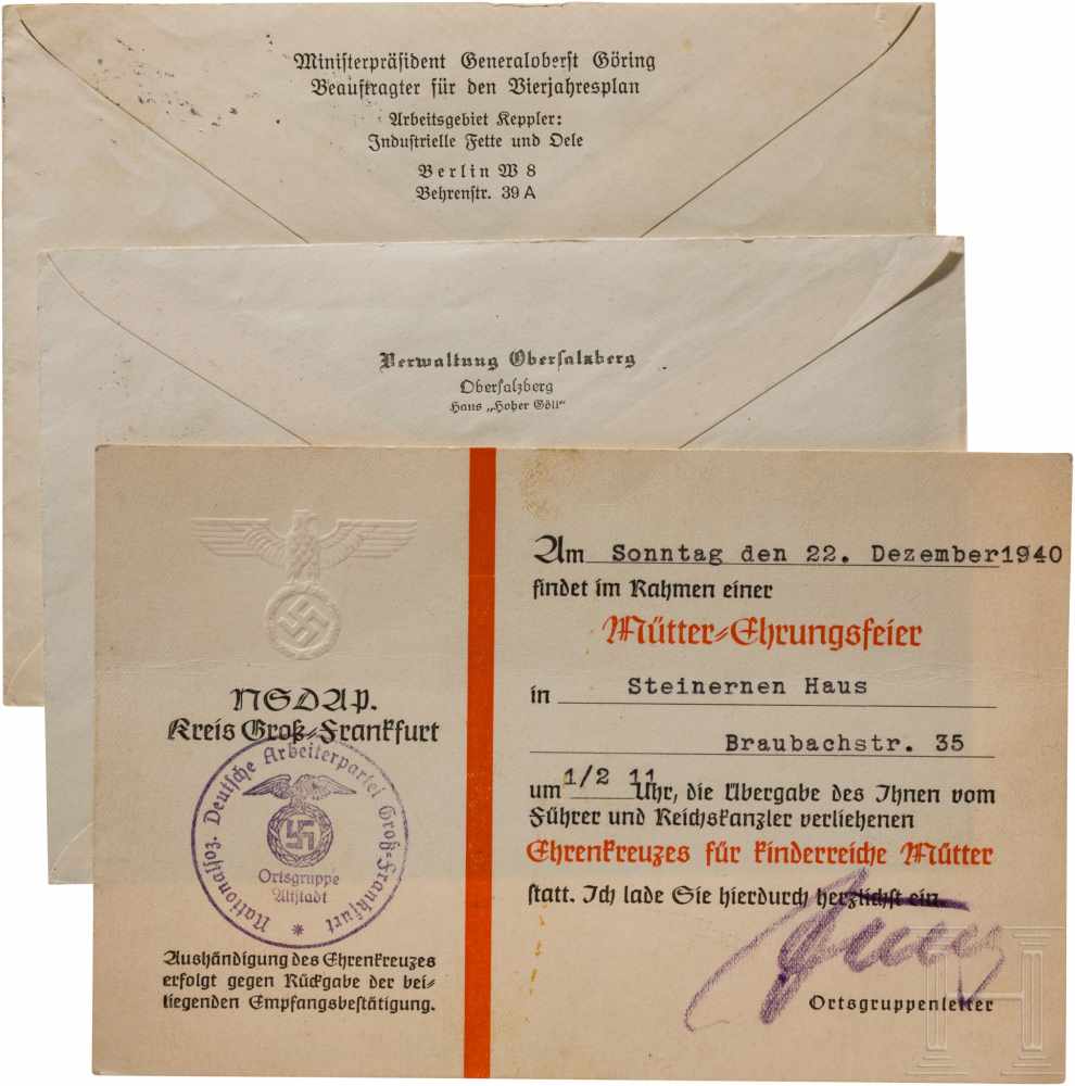 Hermann Göring und Obersalzberg - drei DokumenteBriefkuvert mit Absender-Stempel "