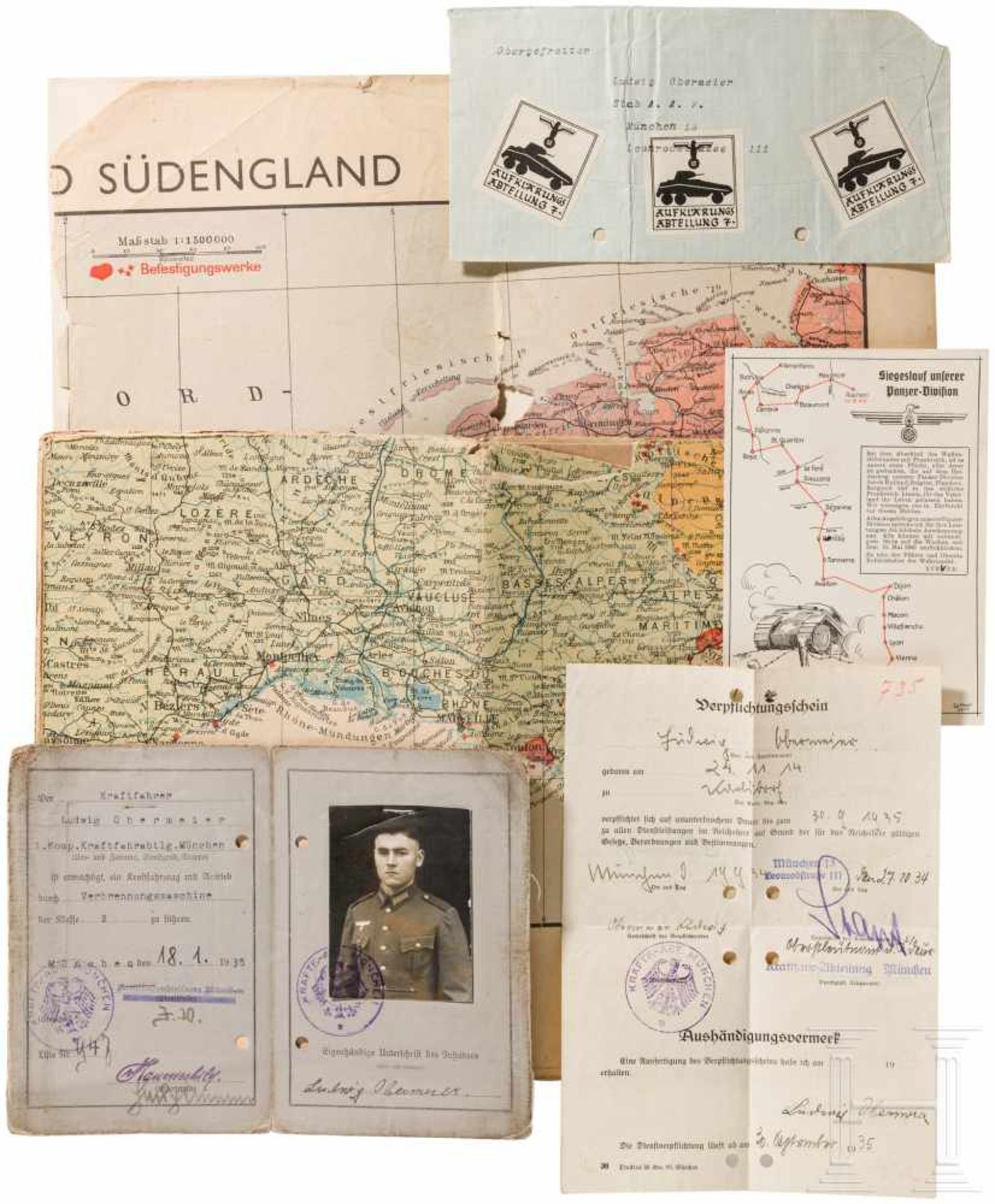 Auszeichnungen und Urkunden eines Oberfeldwebels in der Panzeraufklärungsabteilung 4Deutsches - Bild 5 aus 5