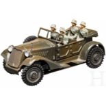 Lineol - grauer Kübelwagen 1/1209, mit Besatzung4 cm-Serie, Blech-Masseausführung, späte 30er Jahre.