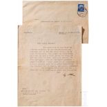 Adolf Hitler - eigenhändig signiertes Dankschreiben an August Kubizek vom 4. August 1933Briefkopf "