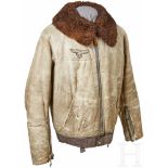 A Winter Flight JacketWhite, fur-lined flight jacket of white suede, lined in dark brown and