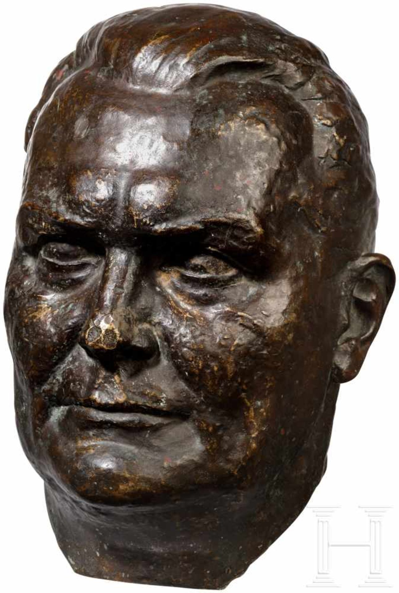 Hermann Göring - bronzene PortraitbüsteLebensgroßer, vollplastischer Portraitkopf aus dunkler