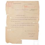 Adolf Hitler - Aufruf an Hermann Göring, sich nicht zu stellen, datiert 14. Mai 1924Von Rechtsanwalt
