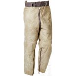 A Pair of Suede Leather Winter Trousers for Aviation PersonnelWhite suede leather, sheepskin fur-