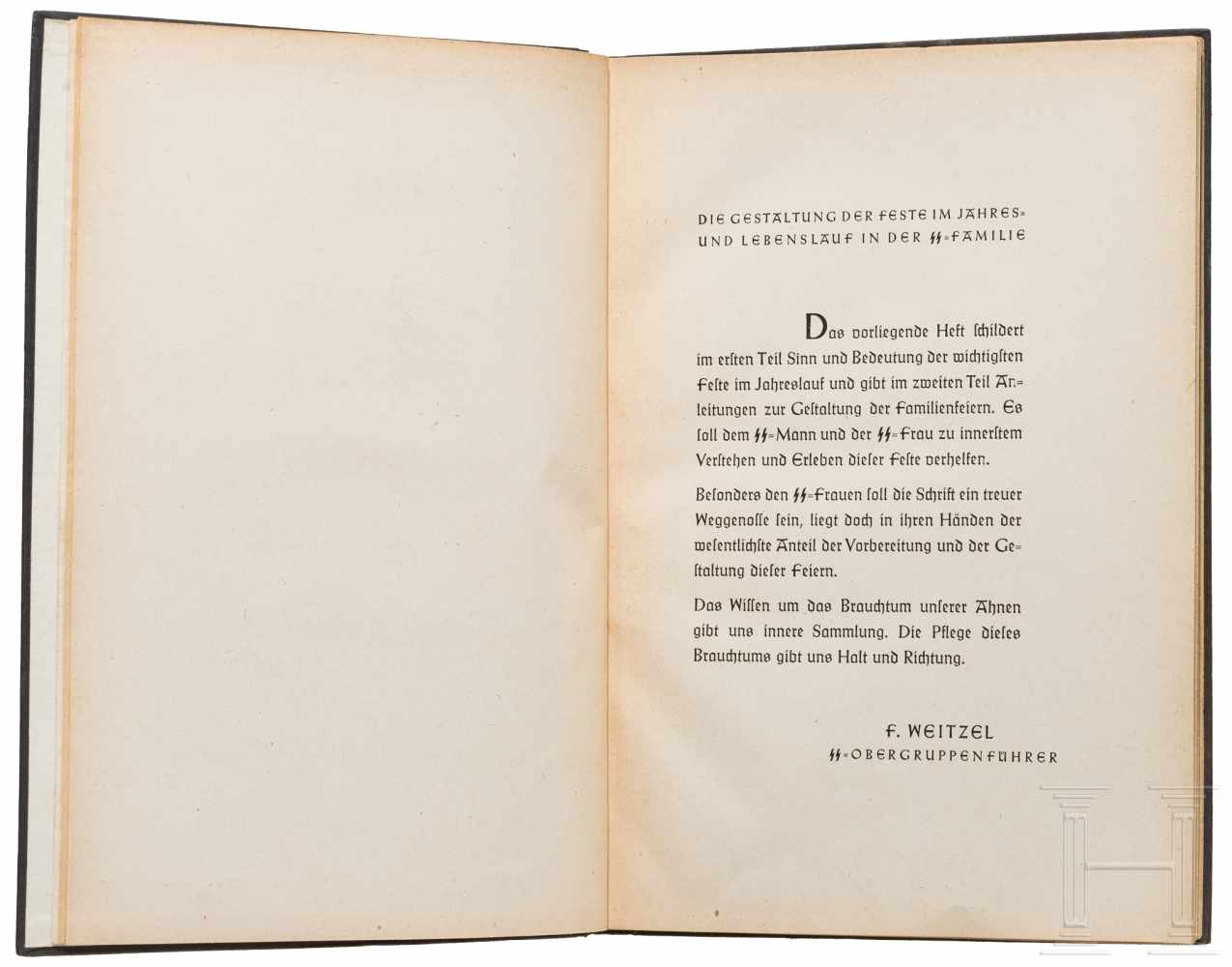 SS-Obergruppenführer Fritz Weitzel - "Die Gestaltung der Feste im Jahres- und Lebenslauf in der SS- - Image 2 of 4