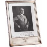SS-Brigadeführer Ulrich Graf - Adolf Hitler, silberner Geschenkrahmen zum 60. GeburtstagHoffmann-