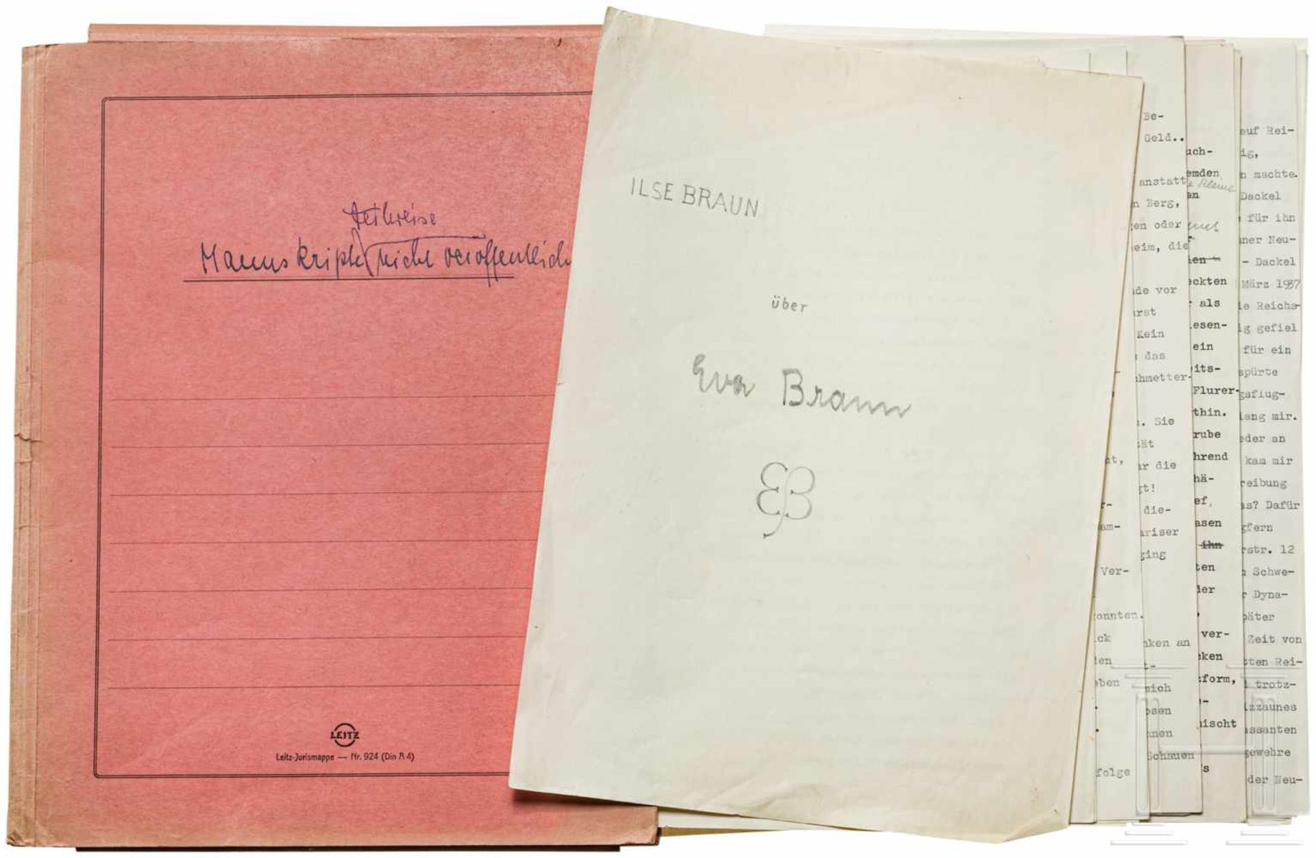 Ilse Braun (1908-79) - Typoskript über Eva Braun (1912-45)60 Seiten, maschinegeschrieben,