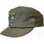 A Waffen SS Field Cap for Enlisted Men/NCO personnelField grey Italian gabardine wool with dark grey