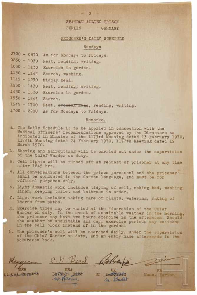 Rudolf Hess - Nachlass aus dem Kriegsverbrechergefängnis SpandauVerschiedene Stücke aus dem - Image 2 of 10