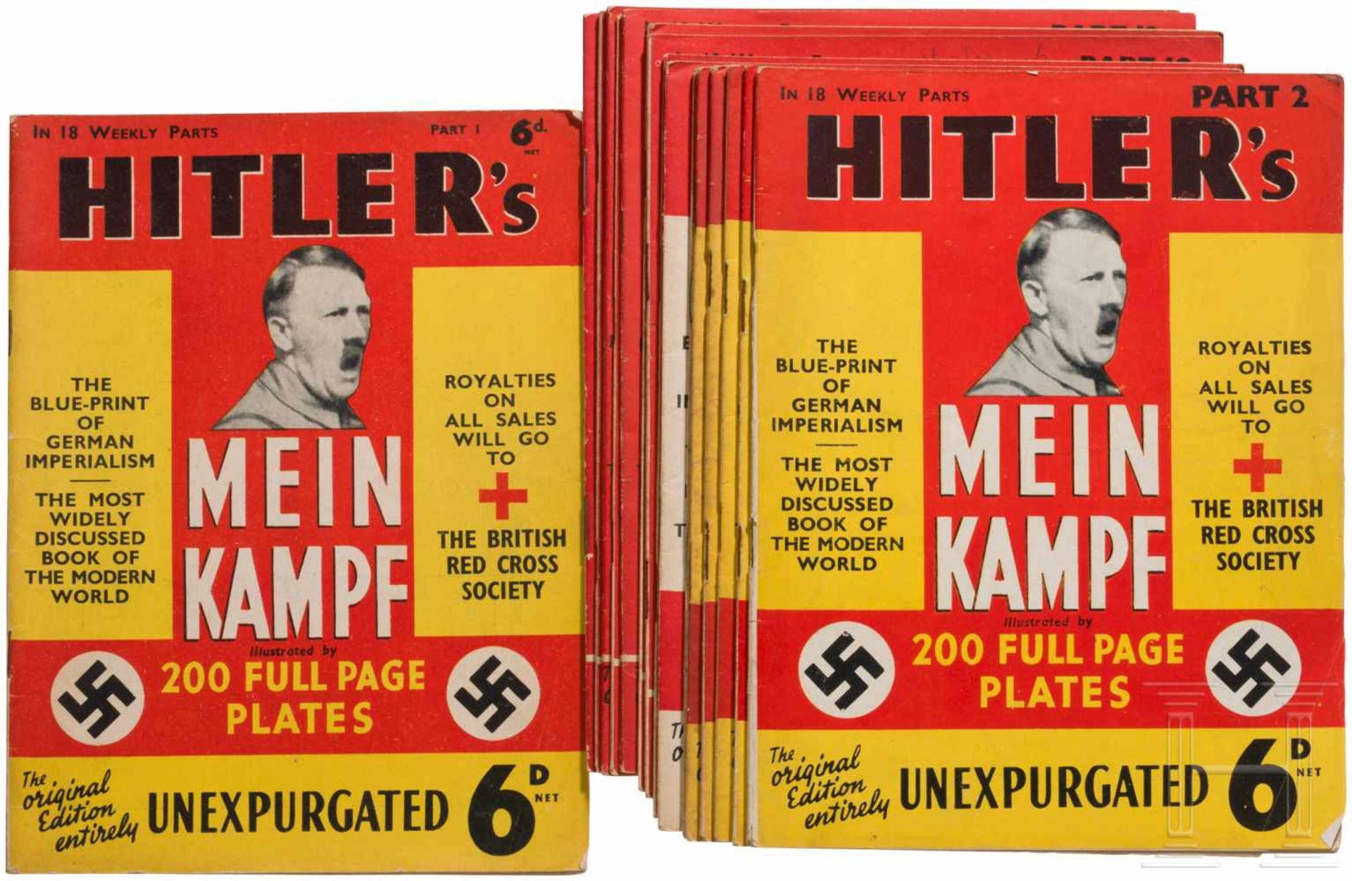 "Mein Kampf" - englische Ausgabe in 18 HeftenSehr seltene Ausgabe aus 18 wöchentlich erscheinenden