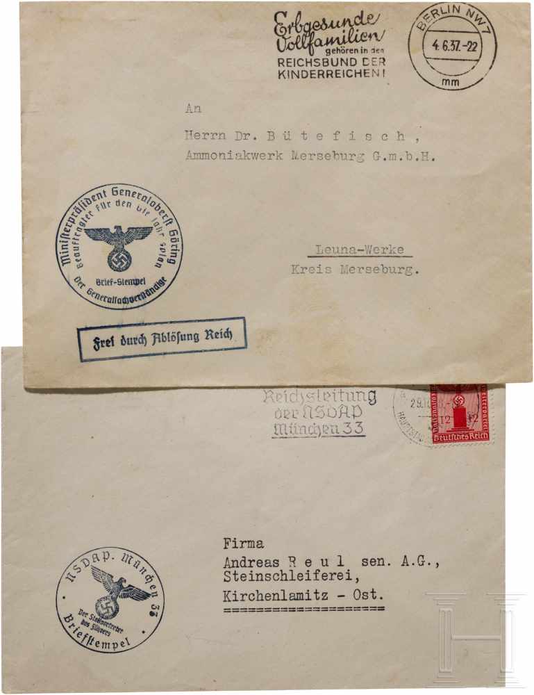 Hermann Göring und Obersalzberg - drei DokumenteBriefkuvert mit Absender-Stempel " - Image 2 of 2