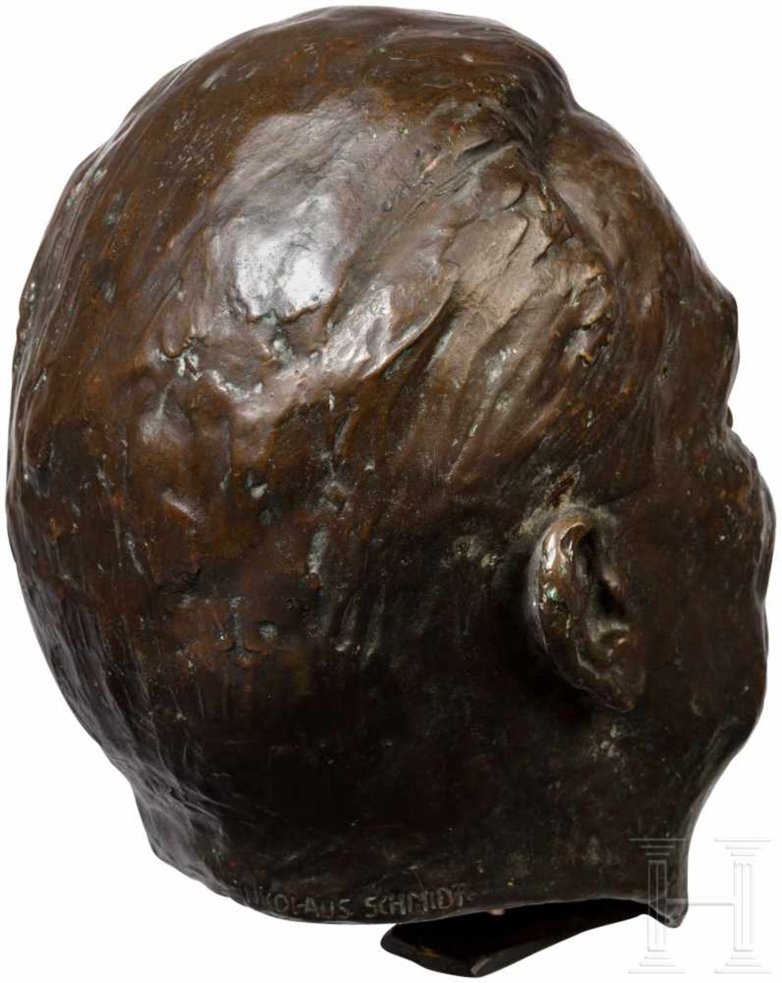 Hermann Göring - bronzene PortraitbüsteLebensgroßer, vollplastischer Portraitkopf aus dunkler - Bild 2 aus 3