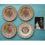 1937 Coronation: three Paragon plates another by Cauldon and a photograph of Duke and Duchess of