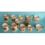 Edward VIII: nine various mugs, a small loving cup inscribed for the abdication, a beaker for 1911